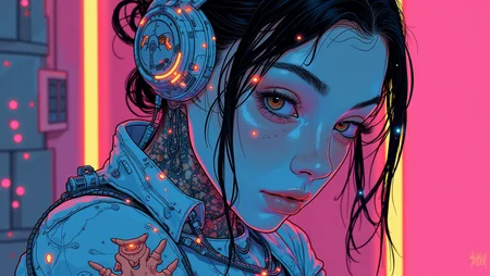 A cyberpunk woman with neon tattoos and a futuristic outfit
<lora:Blue_Future:0.8>
