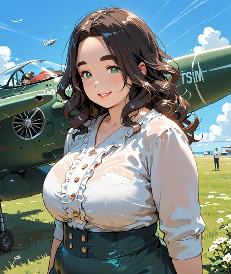 PonyScores7, source_anime, ah1, <lora:natsumi_style:0.5>, <lora:by_usakun-pony:0.4> by usakun, <lora:Akina_Bbw_Style_-_PonyXL:0.2> AkinBw
BREAK 1girl, (curly hair), long hair, (black hair:1.3), mature female, (parted hair:1.7), (round face:1.2), (thick eyebrows:1.2), (curvy), round-chin, (greenish hazel eyes:1.4), caucasian, (downturned eyes:1.2), (plump face), messy hair, <lora:Round_face:0.1>, <lora:ETO_OCPonyXL:0.5> eto_oc, skindentation, (plump), thick thighs, wide hips, busty, voluptuous, kinky curls, lips, <lora:venus body PonyXL:0.4>,  (mischievous smile, eyes glinting, looking sideways), (a man and woman overcoming language barriers to be together), (responding to a maritime distress signal, the military plane coordinating with rescue teams), looking at viewer, (el salva white ruffled mini skirt with a high waist and layered ruffles paired with a white blouse and white pumps)
BREAK <lora:xl_more_art-full_v1:0.2>, <lora:shinyskin2:0.2> glistening skin, <lora:aesthetic_anime_v1s:0.2>, <lora:Expressive_H:0.2> Expressiveh, <lora:hairdetailpxl:0.2> hairdetailpxl, <lora:EpicF4nta5yXL:0.2>, <lora:detailxl:0.2> detailxl, <lora:Fant5yP0ny:0.2>, best quality, amazing quality, best aesthetic, absurdres, <lora:expressive eyes:0.2> expressive eyes, <lora:eyedetailpxl:0.2> eyedetailpxl, illustration, Volumetric_Lighting, ultra-detailed, very aesthetic, intricate details, 8k, masterpiece, best_quality 
BREAK (back view) 
BREAK <lora:Eyes_High_Definition:0.3> EyesHD, Stable_Yogis_PDXL_Positives, AS-Adult, <lora:Complicated fantasy portrait - XL Pony V2.0:0.4>, bad-hands-5, <lora:HDA_Detailer:0.2>, HDA_FatGirlXL,