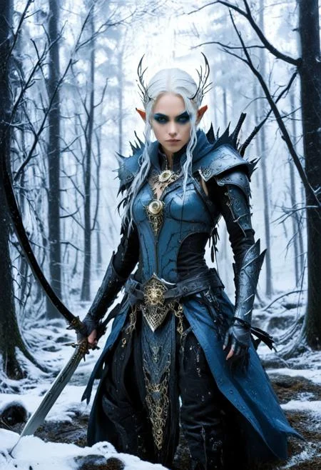 Blame! by Tsutomu Nihei see through, elven ears, full body, white hair, blue makeup, gray assassin, mandala, geometry, looking at viewer, katana, black oil splatter, is standing infront of dark snowy forrest,
STX&ChrisAncntRomeSnst,
golden plated cables everywhere, translucent glass head, gears in background, black oil splatter, green everywhere, symbiotic everywhere, insects everywhere titanium everywhere, electric everywhere, easynegative, ng_deepnegative_v1_75t