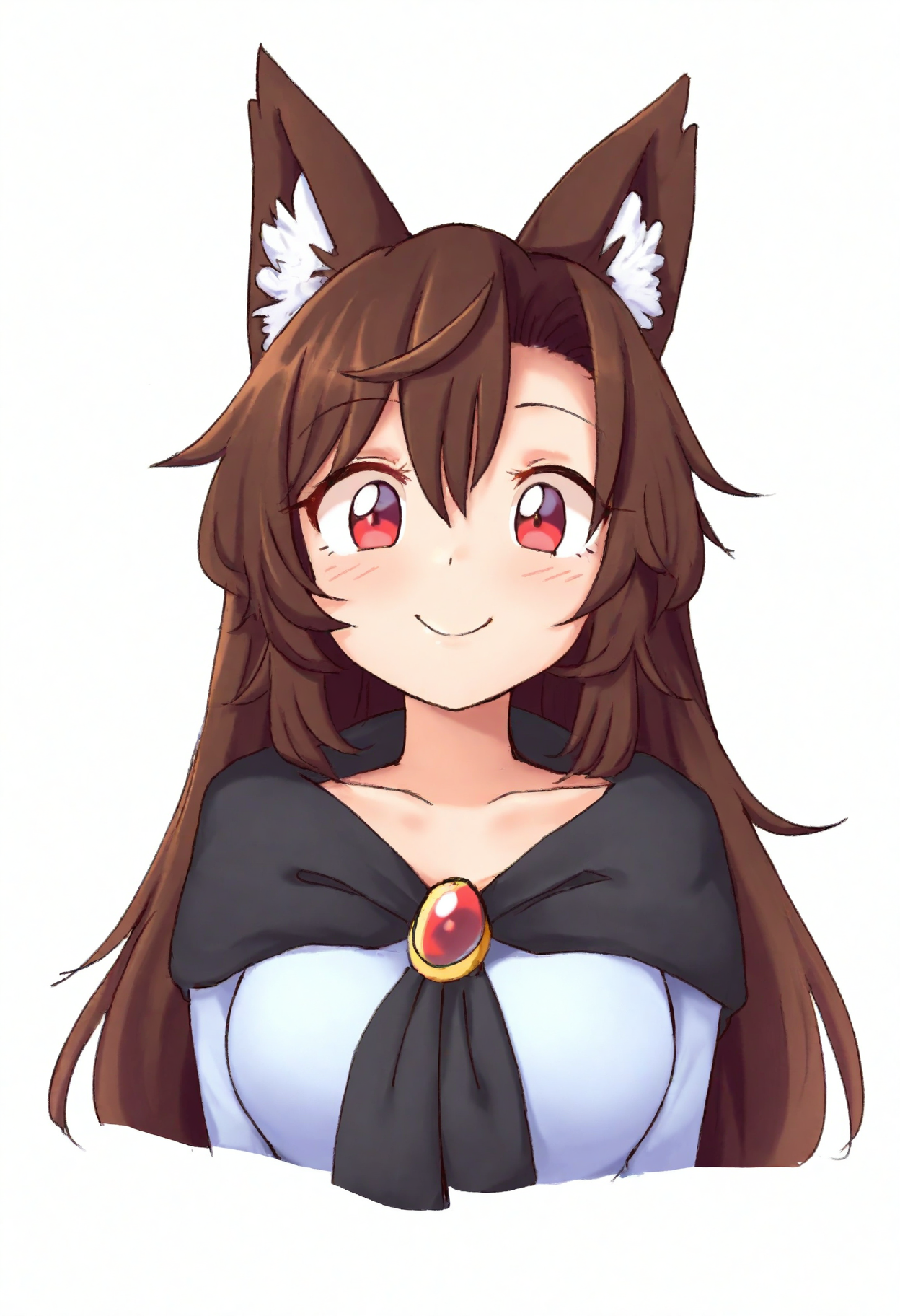 high definition, amazing quality, very aesthetic, best quality, masterpiece, highres, simple background, white background, 
 <lora:moiwool_style_NoobAI_v1:1> moiwool, 1girl, solo, looking at viewer, upper body, imaizumi kagerou, smile,