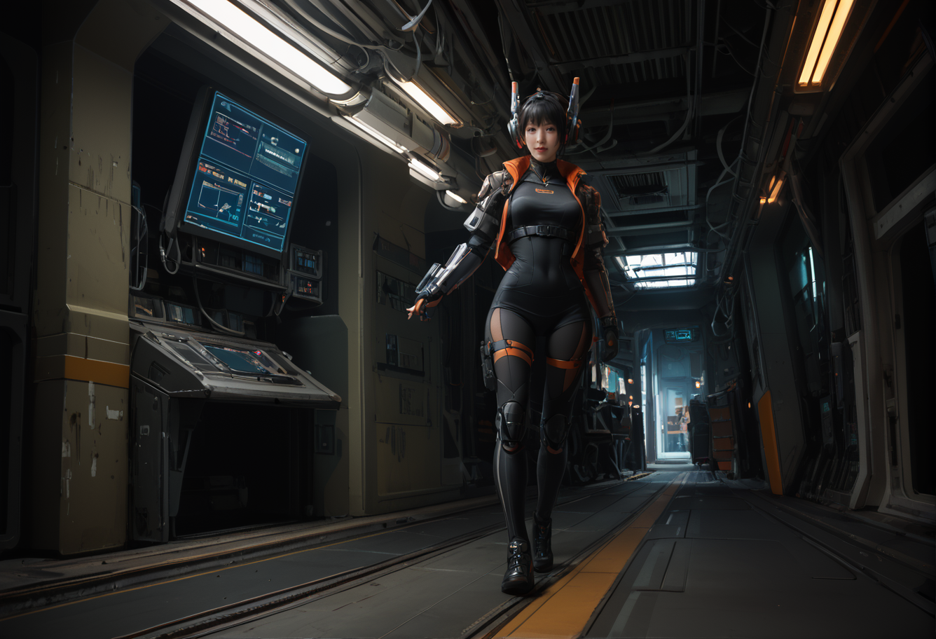 ,ruanyi1324,science fiction,<lora:1324 science fiction_v1_pony:1>, score_9,score_8_up,score_7_up,,8k,1girl,solo,,