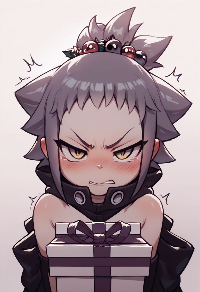 score_9, score_8_up, score_7_up, score_6_up, score_5_up, score_4_up, break, source_cartoon, official, cute, solo, MiniMedusa, tsundere, look a gift, blush effect