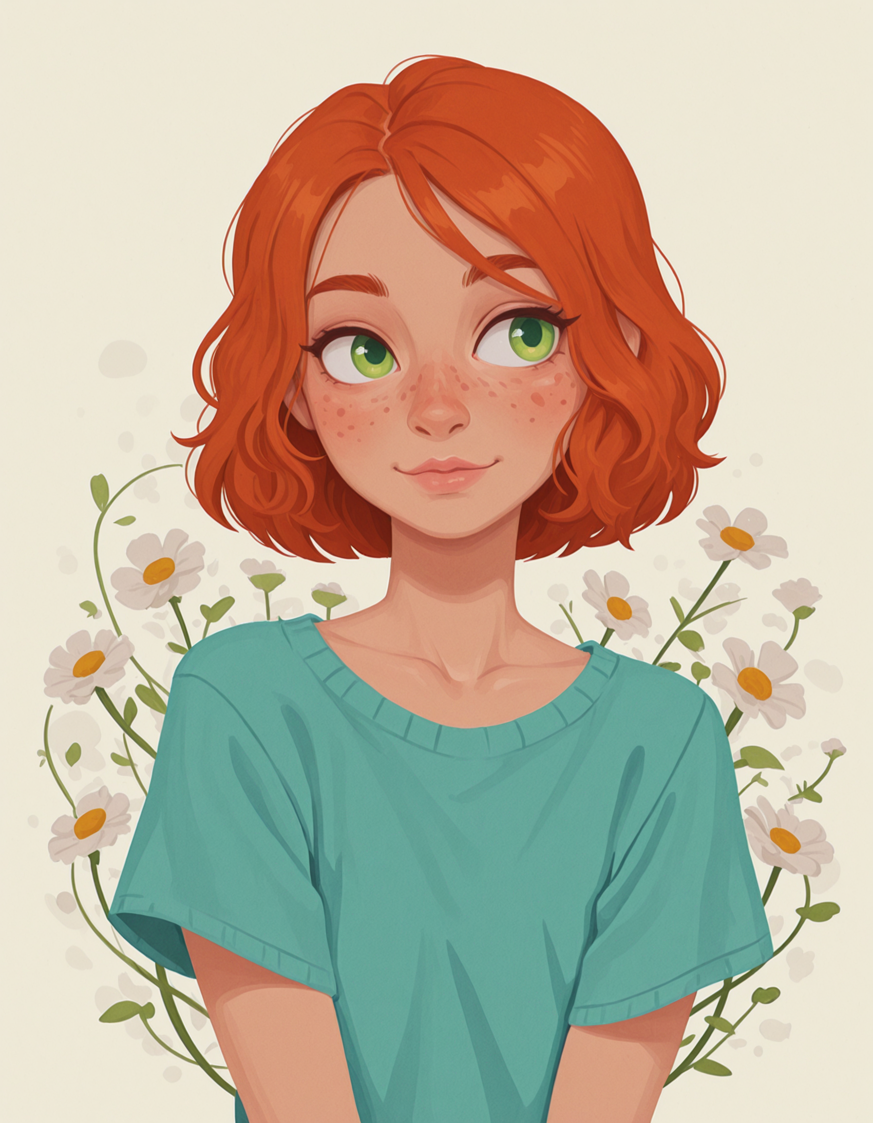 1boy,
no lineart,
trap, ginger hair, freckles, green eyes,
flower,
masterpiece <lora:Incase-Flatstyle_Illust:0.6>