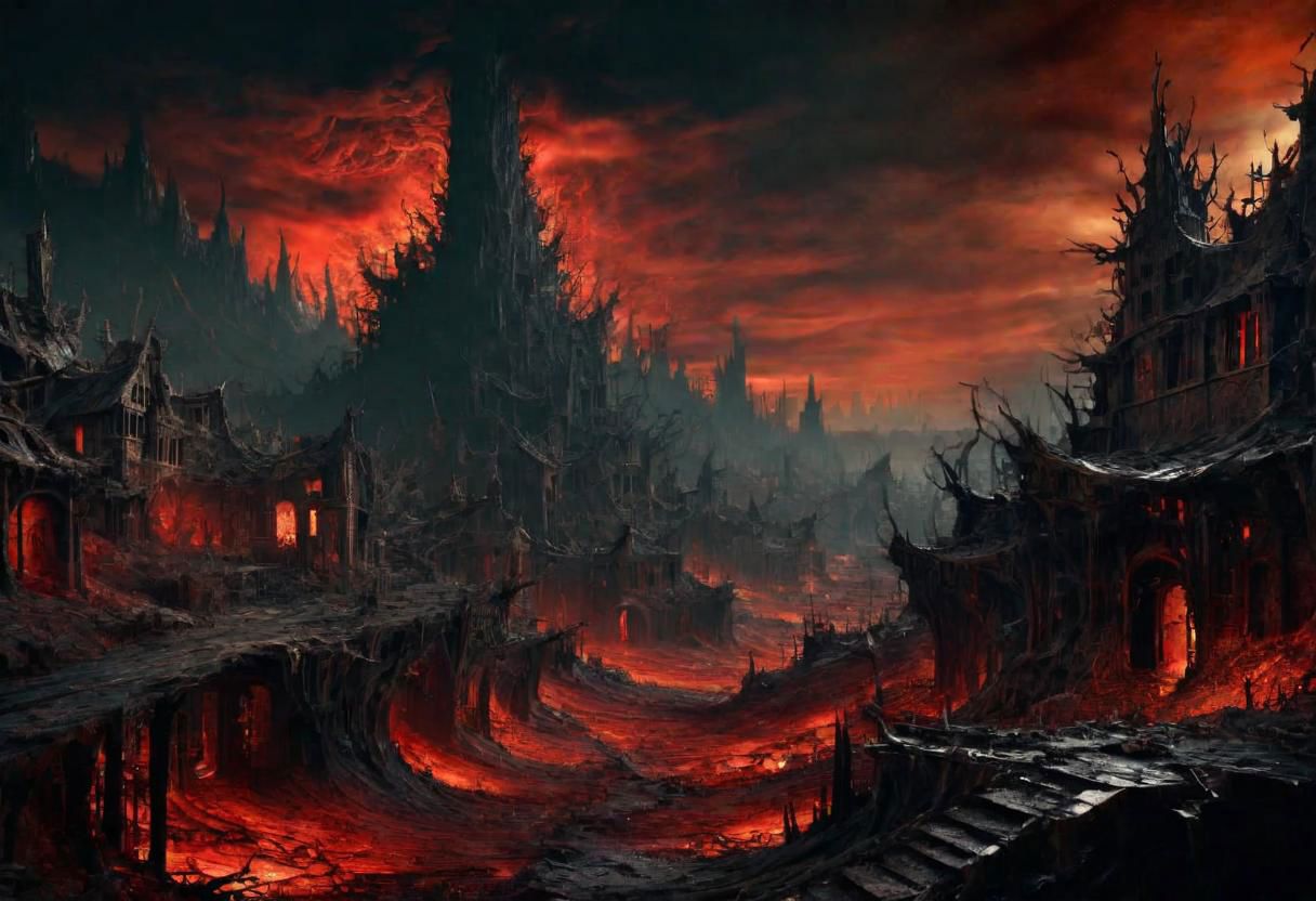 EdobHorrorLandscape,
ghst-3000, OverallDetail,
A landscape of a curse village in europe,
red sky,
hopeless, nightmare, broken lights, dark ambiant,
HDR, HD textures, intricated details, 8k,