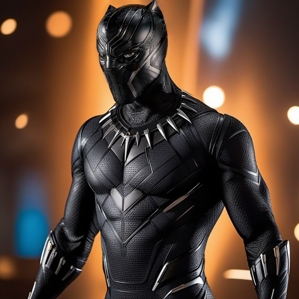BlackPanther1024, full body, hightecsuit with lights, highly detailed , ultra sharp, photograph, film, bokeh, professional, 4k, highly detailed   <lora:add-detail-xl:1.5>  <lora:BlackPanther1024:0.9>