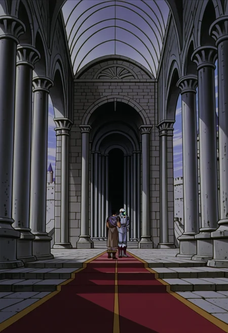 <lora:BerserkILLUSTRIOUS:1> berserk,
guts, griffith, 2boys, armor, androgynous, pillar, castle