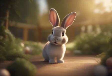 A happy cute, bunny, (wearing a Christmas hat), Adorable, heart warming, cheerful, detailed, bright colours, friendly expression, small size, shiny, eco-friendly, garden, environmental, sunlight, shadows, digital art, whimsical, playful, intricate details, high resolution, photorealistic, joyful atmosphere, gentle, soft lighting, cartoonish style, enchanting, vivid, appealing, character design, imaginative, family-friendly, [photography, realistic, photorealistic, (8k), (highly detailed), cinematic lighting, intricate details, (high resolution), award-winning,   correct focus, realistic, realistic lighting, (highly detailed),  masterpiece], ((Cinematic Still-Shot))