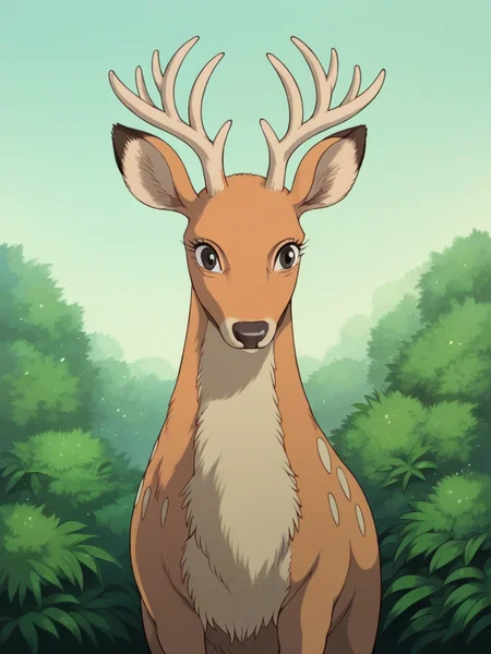 score_9, score_8_up, score_7_up, score_6_up, score_5_up, <lora:Ghibli2XLP:1> ghibli, solo, deer