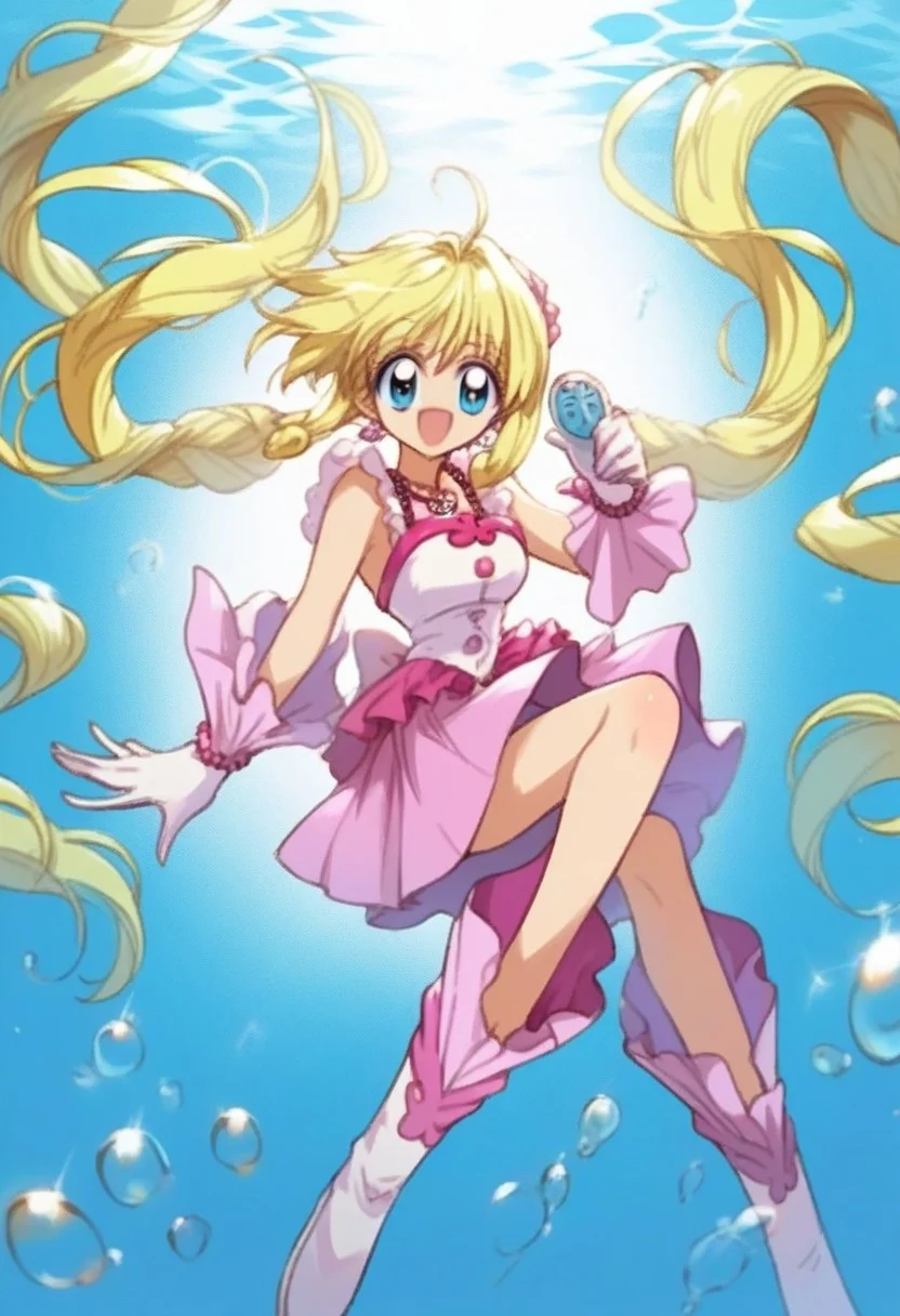score_9,score_8_up, score_7_up, source_anime, 1girl, <lora:lucia.pony:1>,lucia,yellow hair,twin tail,long hair,mini dress,gloves,boots,off shoulder,bare shoulder,necklace,wrist jewlry, shiny skin, sitting, smile, looking at viewer, foot forward, hand behind head, elbow down, deep sea, underwater, bubble, diving, solo, cowboy shot, dutch angle