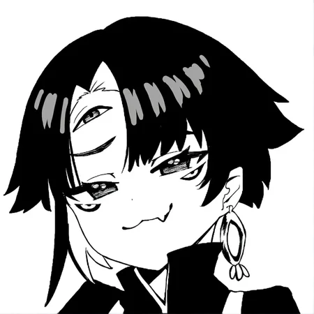 <lora:lo.c-000018:1>,portrait, extra eyes,smug,:3,skin fang,parted bangs, mesugaki, single earring, monochrome, greyscale,