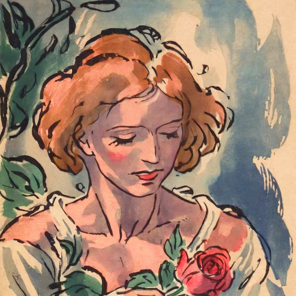 jchadel close-up girl with a rose<lora:jchadel:1>