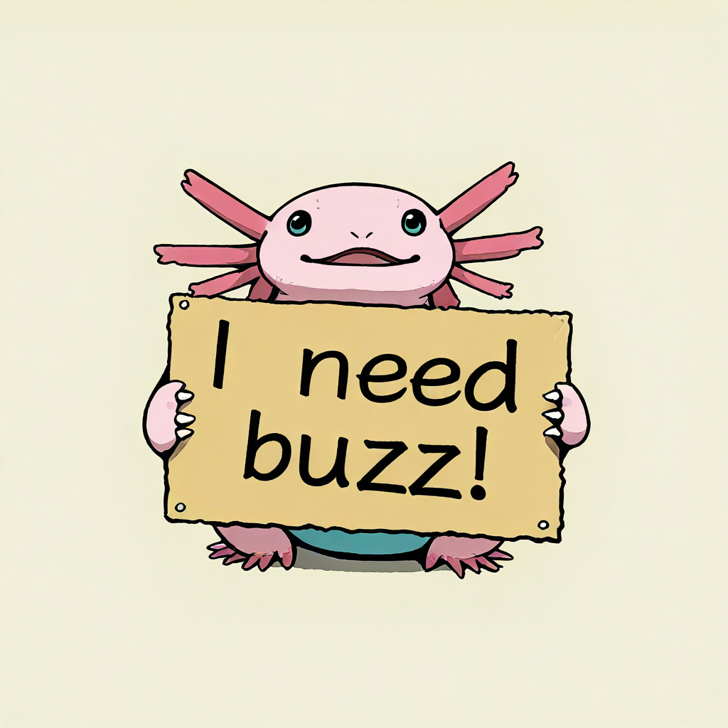 masterpiece, need_buzz, holding sign, axolotl, cute, simple background, no humans