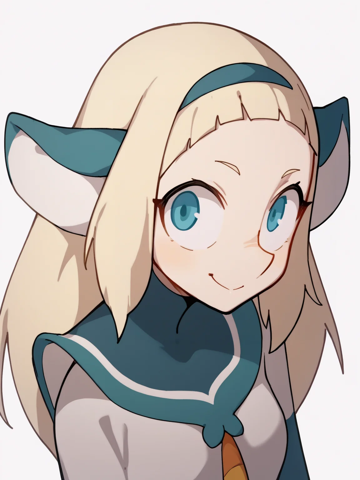 score_9, score_8_up, score_7_up, score_6_up, score_5_up, score_4_up, BREAK, source_cartoon, source_anime,
1girl, bakarajurgen, blonde hair, long hair, blue eyes, hairband, animal ears, hairband,
upper body, smile, looking at viewer, solo, simple background, white background <lora:BakaraJurgenXL:1>