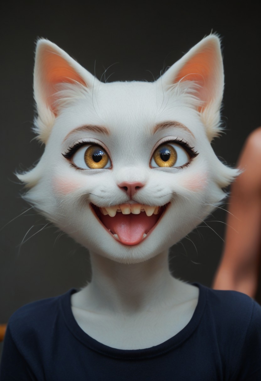 score_9, score_8_up, webby vanderquack is a silly cute cat, teeth, teefs44, style of Rosina Wachtmeister