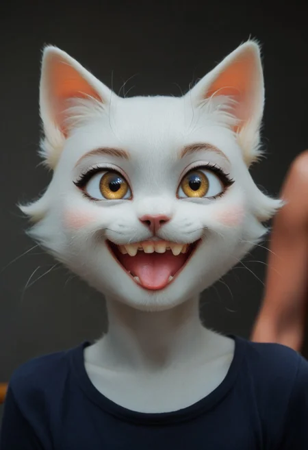 score_9, score_8_up, webby vanderquack is a silly cute cat, teeth, teefs44, style of Rosina Wachtmeister