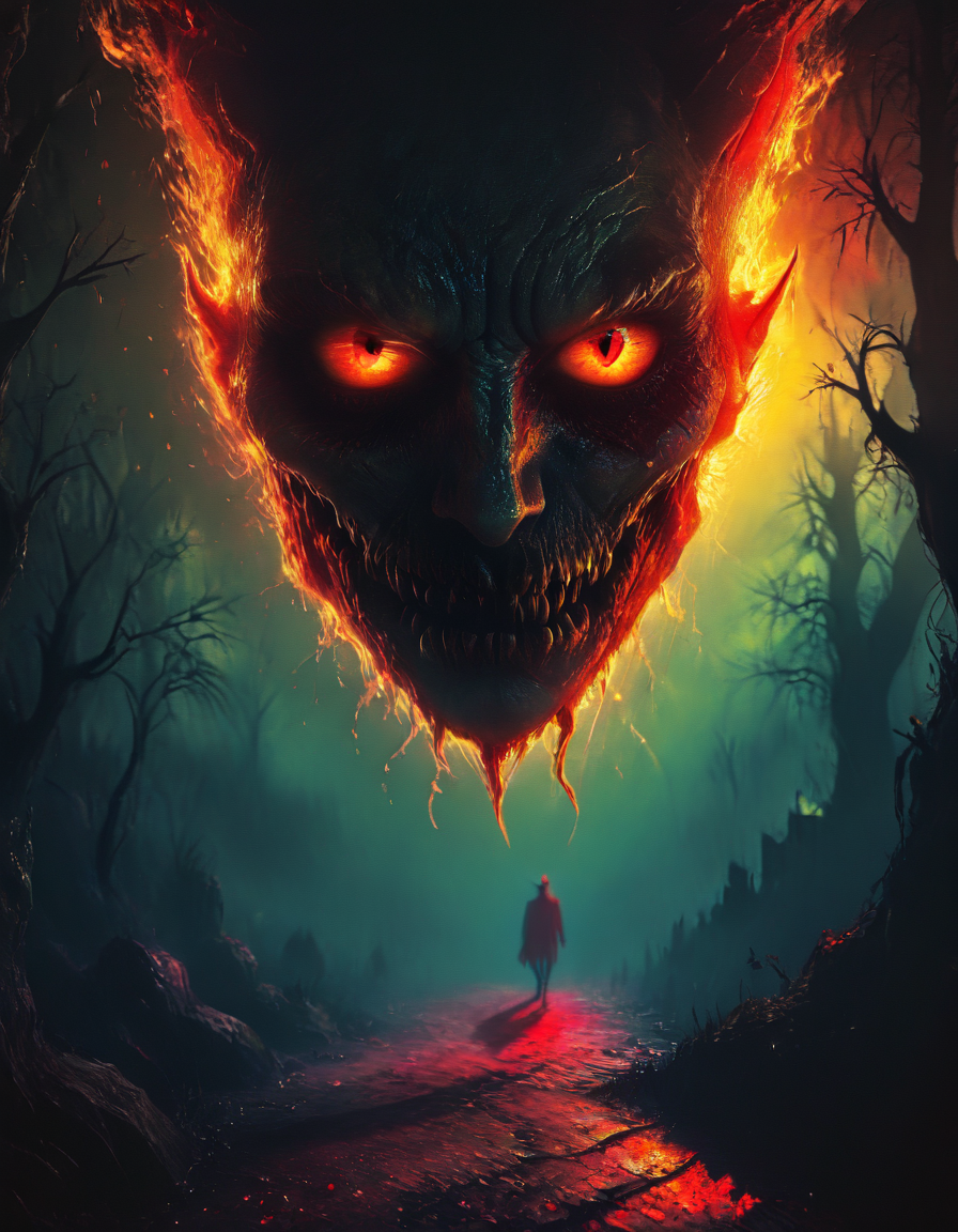 no human, devil eye, demonic, shadow, horror, love, last light, 4k, hdr, masterpiece, mystical glow, best quality, colorful, best quality, masterpiece