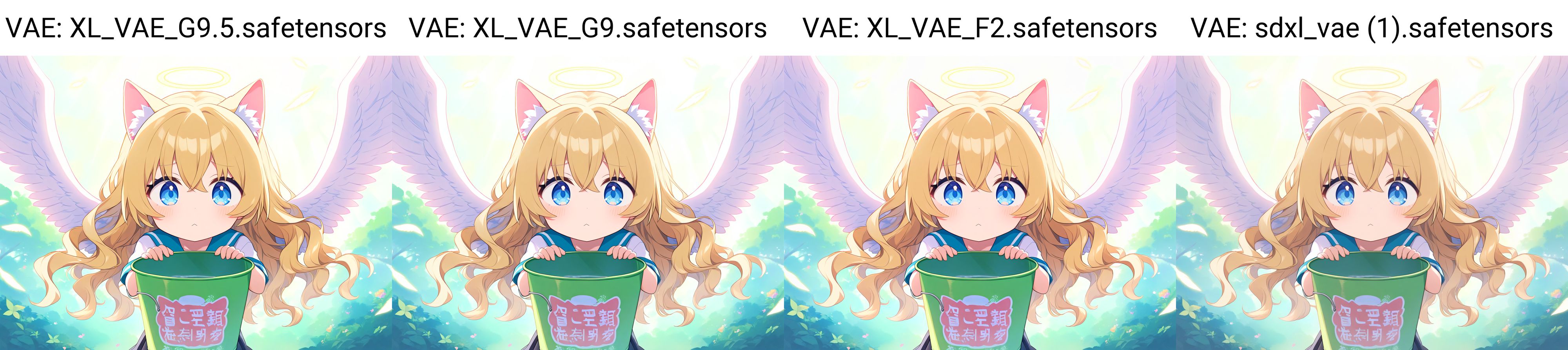 wavy hair, angel wings, angel halo, school uniform and cat ears with {{{{{do not fill}}}}} bucket