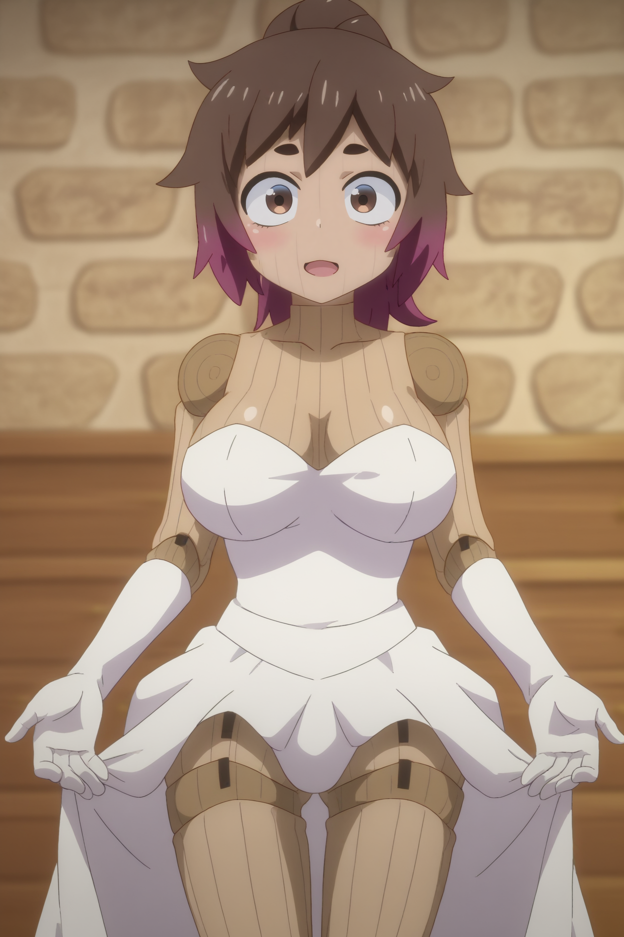 Rabunet, anime coloring, solo, wedding dress  rating_all, indoors, looking_at_viewer <lora:Ishuzoku_Reviewers-Rabunet-PDXL:0.8>