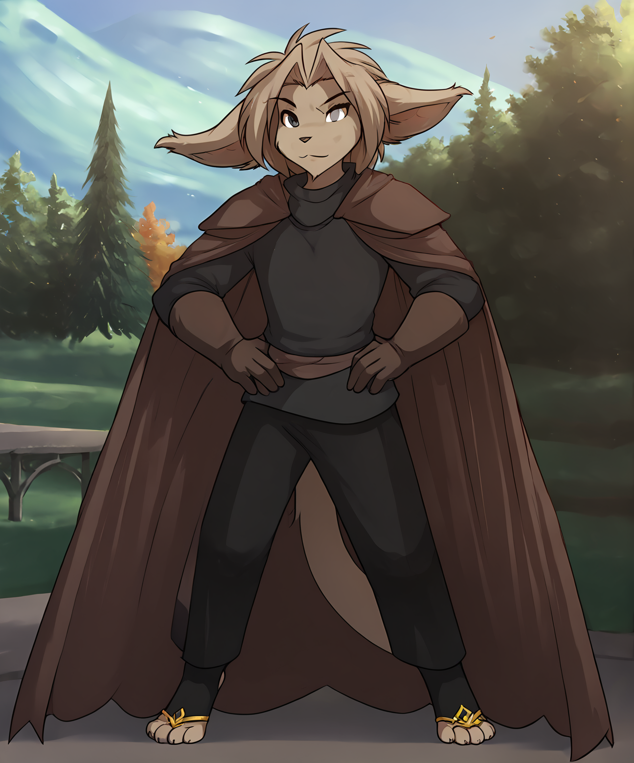 score_9, score_8_up, score_7_up,score_6_up,score_5_up, source_furry
BREAK
solo, furry male anthro, medium hair, flat chest, (seductive), cape, pauldron, armor, gloves, (outdoors, park), toeless legwear, hands on hips
BREAK
<lora:Alaric-Twokinds-SDXL-AnonTK-V6:1>, alaric-twokinds, basitin, mammal, feline tail, grey eyes
