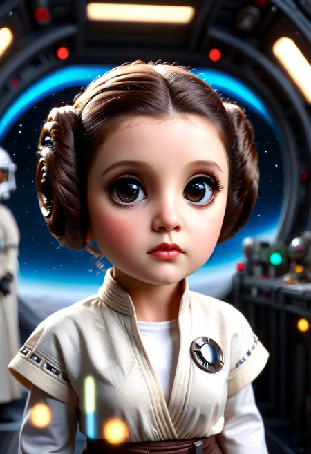 pam-swtvrld princess leia from star wars,space ship,full depth of field and realistic textures,highly detailed,masterpiece,high quality