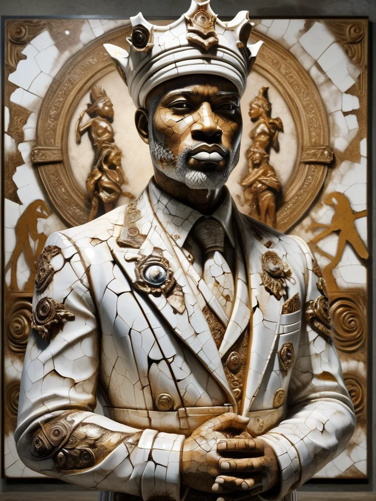 a statue of a king by Tim Okamura  <lora:ral-porcelain-sdxl:1> ral-porcelain