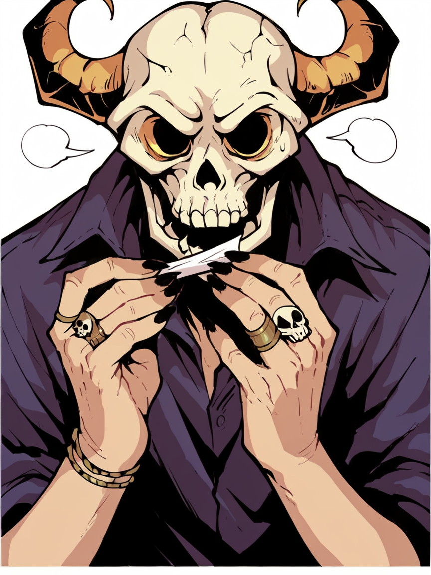 score_9, score_8_up, score_7_up, score_6_up,   <lora:l1ckp4p3rXLP:0.7> l1ckp4p3r, solo, skull, 1boy, skeletor