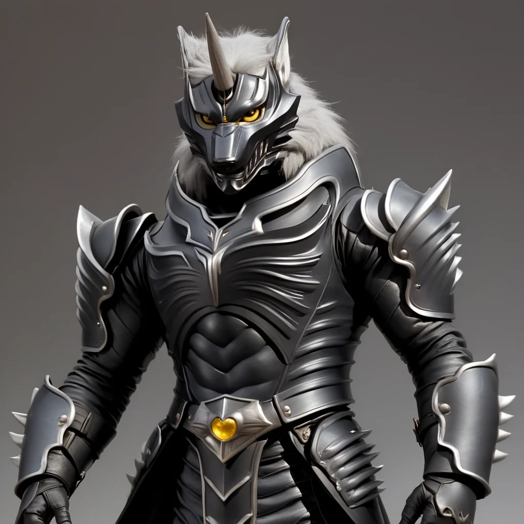 score_9, score_8_up, score_7_up, score_6_up, score_5_up, score_4_up,
dynamic action pose, male, handsome, powerful muscular body, (full body), (Totality Embodiment), breathtaking beauty, pure perfection, divine presence, unforgettable, impressive, chiaroscuro, night time,
black metal armor, grey wolf, grey body, grey skin, grey fur, villain, glowing yellow eyes, long white hair, wolf face helmet, wolf face mask, single horn on forehead, powerful muscular warrior like body, opened armored leather long jacket, thick arms, thick legs, wide thick chest, large pecs, abs, dashing, evil, villain, supervillain, masterclass oil painting,
<lora:Zen_Aku_Power_Rangers_Wild_Force_AD_SDXL:0.65>