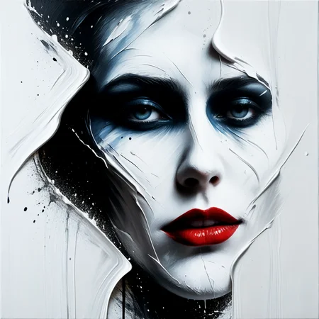 A surreal painting of a woman, half face, emerging from white nothing.
<lora:GraffitiArt01_CE_XL_300-OT:0.6> grftiartCE_style
