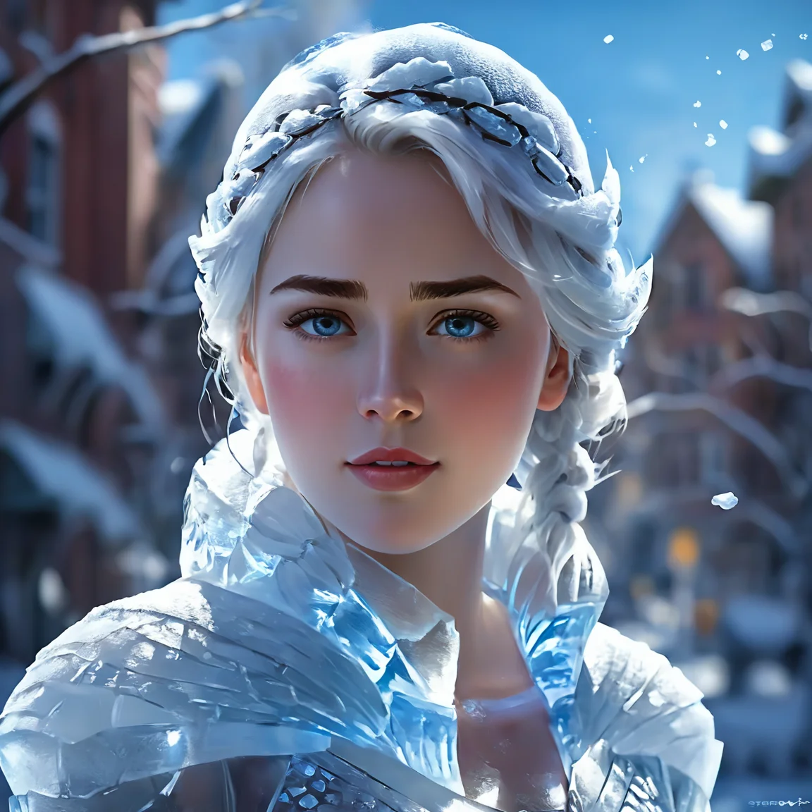 ice_art,a ice woman,<lora:ice_art:1>, digital painting portrait, natural lighting, in the style of pixar, trending on artstation, sharp, focus art by Arthur Streeton and Božidar Jakac