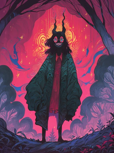 score_9, score_8_up, score_7_up, score_6_up, score_5_up, score_4_up, <lora:f3nn3rXLP:1> f3nn3r, 1girl, colourful, pink, blue, black, red, trippy