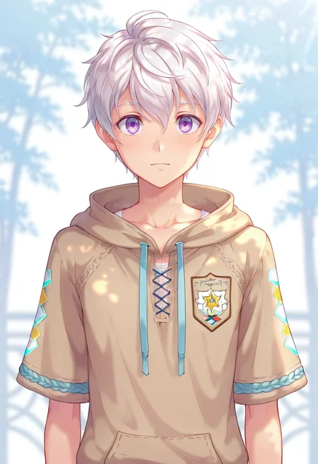 masterpiece, best quality, intricate details, , looking at viewer, , 1boy, solo, male focus, <lora:felix_clermont_ilxl:0.96>, felix_clermont, white hair, purple eyes, ahoge, , ,