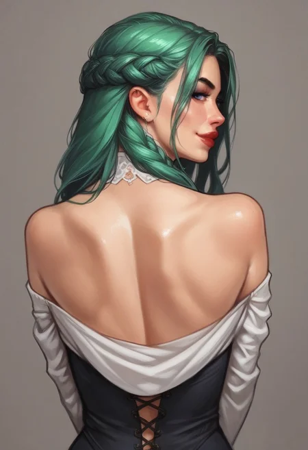 1girl, ((((back view)))), illustration, comic style, looking at viewer, highly detailed, source_comic_illustration, from front, 1girl, illustration, comic style, looking at viewer, highly detailed, source_comic_illustrationskinny, looking at viewer, 1girl, masterpiece, best quality, bloodwrackmedusa, lamia, green hair, monster girl, snake hair, <lora:Bloodwrack_Medusa:0.8> BREAK level_9, level_8_up, level_7_up, level_6_up, level_5_up, source_cartoon, masterpiece BREAK indoor, evening, candles, table, mirror, makeup, red lips, close up, looking into mirror, reflection, <lora:l1ppyXLP_r1:0.5> BREAK in the city, medieval, fantasy, BREAK slight smile, looking at viewer, BREAK long hair, red hair, hair over one eye, big hair, BREAK best quality, depth of field, bokeh, (((full clothed))) BREAK strange world background score_9, score_8_up, score_7_up, score_6_up, source_cartoon, rating_explicit, Expressiveh, ((((upper body, portrait)))))