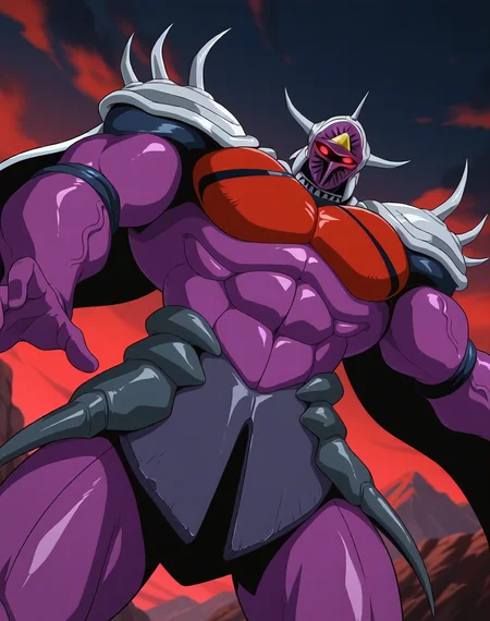 <lora:Lanacuras_(Shinzo)_(Illustrious)_(AD):1> Lanacuras, muscular, Shinzo,
exterior, vivid anime dark sky with black clouds, mountains, nature, end of the world background, red and green clouds in the sky, fighting,
dynamic action, dutch angle, cowboy shot, detailed face, detailed eyes, glowing red eyes,
hyper muscular, end boss, large wide rounded protruding pecs, bulging muscles, large rounded muscular shoulders, large biceps, large thighs, abs, red pecs, perfect hands, peak physical conditioning, pinnacle of manly perfection, perfect physique, veiny muscles, commanding oppressive presence,
BREAK: very awe, aesthetically pleasing, masterpiece, best quality, amazing quality, very aesthetic, perfect depth of field shot,
BREAK: lazympos, lazypos (2),