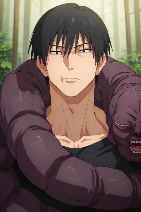 score_9, score_8_up, score_7_up, source_anime, , looking at viewer, , depth of field, 1boy, solo, male focus, <lora:touji_fushiguro_pony:0.8>, touji_fushiguro, black hair, black eyes, short hair, hair between eyes, bangs, monster, cursed spirit, , biopunk, , <lora:sdxl_lightning_8step_lora:1>