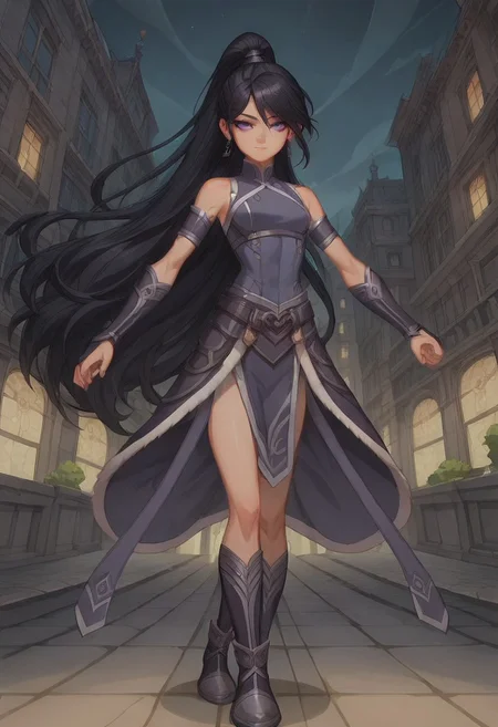 score_9, score_8_up, score_7_up, absurdres, intricate details, masterpiece, best quality, expressiveh, source_anime, screencap, high quality cg, 8k, best quality,
1girl, female focus, solo,
(Petite, hourglass figure,)
(Jin, black hair, very long hair, ponytail, purple eyes, metalbending outfit, metal gauntlets, metal boots,)
Outdoors, (neon city scape, night time), dynamic angle, dim lighting, dynamic pose,
(Fighting pose, dynamic pose, dynamic fighting pose, metal whip from wrist, speech bubble that reads "who wants mommy's belt)
