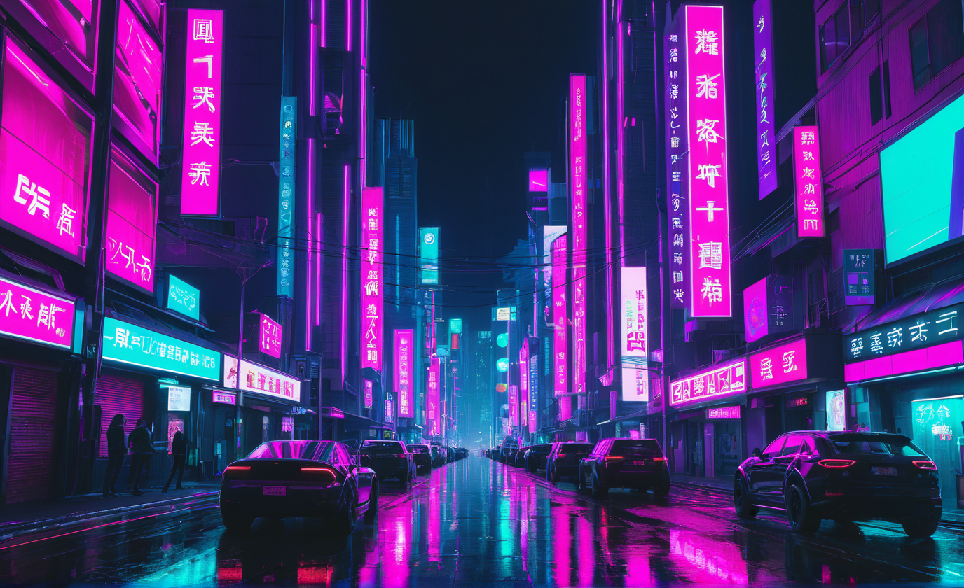 <lora:cwhyberponk1:1>,cwhyberponk1,r0k@p@nk,cwhyberponk0,cwhyberponk,str33tv13w,, scenery, city, cityscape, science fiction, city lights, street, neon lights, realistic, cyberpunk, dark,, Awe theme, pink aesthetic, (bright-pink:0.6), (bright-green:0.3), wide-eyed, (open mouth:1.1),