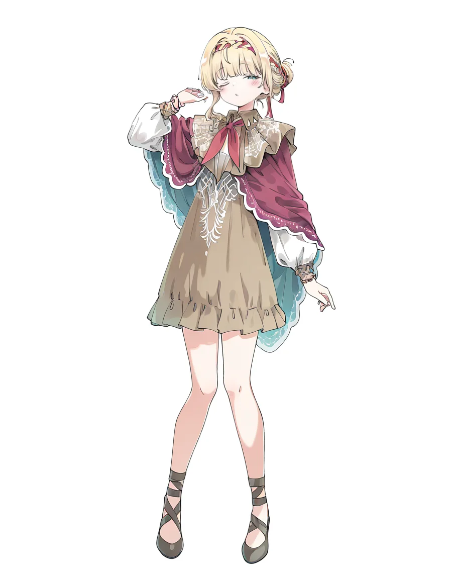 1girl,solo,kubohuahuan,looking at viewer,white background,simple background,<lora:kubohuahuan-000012:1>,one eye closed,full body,, masterpiece, best quality, very aesthetic, absurdres,newest, incredibly absurdres,, (Ixy:0.6)),(hiten \(hitenkei\):0.7),