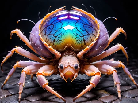 mid-distance shot, candid nature shot, grotesque monster, (pincers:1.6)