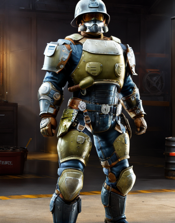 ((Masterpiece, best quality,edgQuality,photorealistic,ultra photorealistic)),standing,posing for a picture,
edgHalo_armor,power armor, a man in a helmet and armor standing in a garage ,wearing edgHalo_armor
 <lora:edgHaloXL:1>