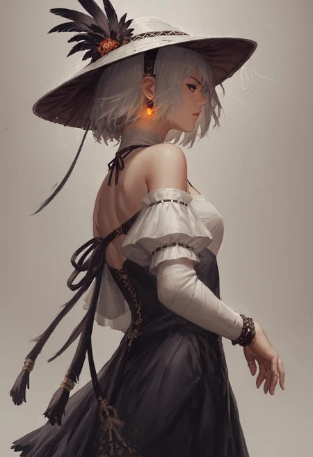 score_9, score_8_up, score_7_up, 1girl, whitch hat, hat feather, dress
<lora:guweiz_style_pony:1>