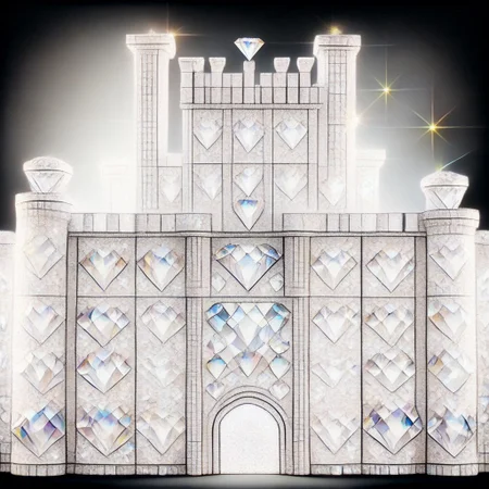 (photorealistic), castle made of diamonds, iridescent, score_9