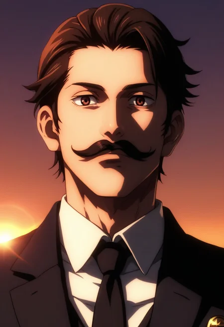 score_9, score_8_up, score_7_up, source_anime, intricate details, expressive eyes, anime screencap, perfect balance, official art, extremely detailed CG unity 8k wallpaper, perfect lighting, Colorful, Bright_Front_face_Lighting, (masterpiece:1.0),(best_quality:1.0), ultra high res,4K,ultra-detailed, photography, 8K, HDR, highres, absurdres:1.2, Kodak portra 400, blurry background, bokeh, lens flare, (Anime) (vibrant_color:1.2), professional photograph, night, (good_face:1.2), 2d, anime, upper body, intricate iris, American, Professional character design, 1man, male focus, tan skin, brown eyes, expressive eyes, perfect eyes, Curly hair, (black hair), white dress shirt, black suit, black tie, Fluffy mustache, Mario Mustache, Thick Mustache, italian, manly, masculine, solo, jujutsu_kaisen_style, character portrait, (Dramatic, Intense, epic, perfect-lighting, lens flare), face, torso, (checkered backdrop),
(black and white checker pattern) (Mario)