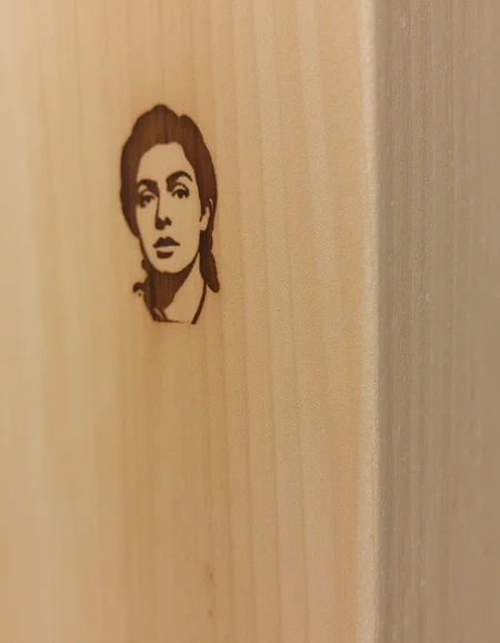 Close-up shot of a standard 2x4 wooden stud, with a few faint scratches etched into its surface. The wood grain is visible through the paint, giving it a slightly textured appearance. A face of a woman is engraved into the side of the 2x4., <lora:amateurphoto-v5-14-15-1-1:0.4> <lora:Another_Amateur_Lora:0.4> <lora:Phlux:0.4> <lora:UltraRealistic_Lora_Project:0.4>