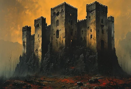impactful paint of an horror castle in a forest <lora:The_Dark_Side_of_the_Earth:1>, highly detailed, 8k, sharp, professional, clear, high contrast, high saturated, , vivid deep blacks, crystal clear