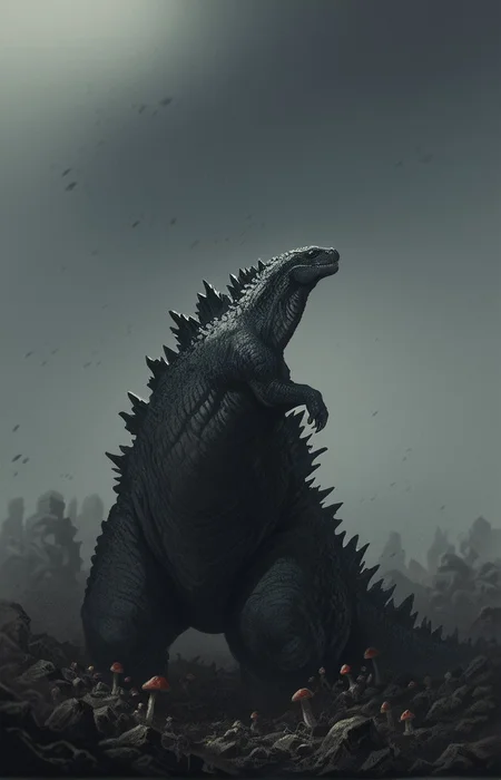 score_9, score_8_up, score_7_up, solo, portrait, from side, 1man, giant dinosaur reptilian monster slender Godzilla, spines, feral, realistic scales, detailed scale texture, solo, outdoors, rubble and debris, mushroom cloud in the background, small city debris in the background, solo, full body, solo, extremely detailed, Macro detailed realism style photograph, 3DMM