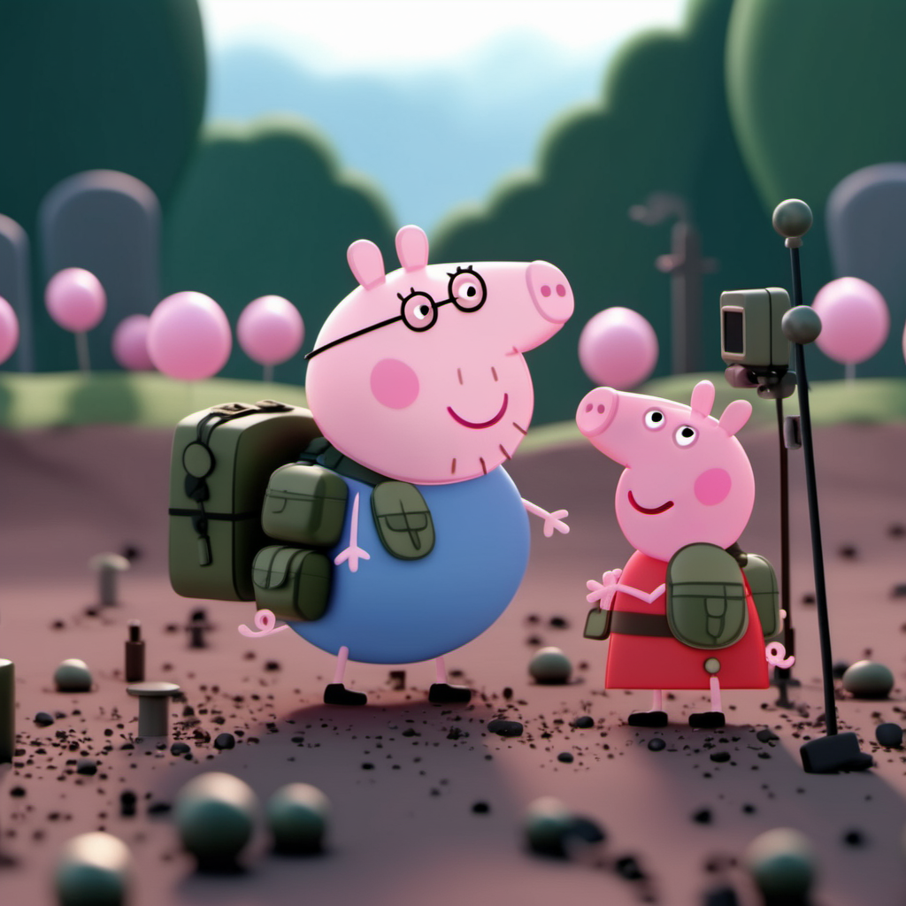 cinematic photo peppa pig is a soldier in a terrible war, blood, explosions, death  <lora:Peppa1024:0.8> . 35mm photograph, film, bokeh, professional, 4k, highly detailed