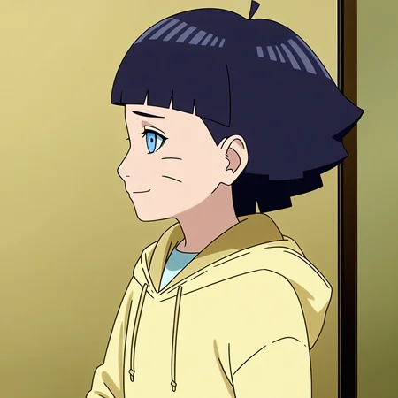 sharp focus, pixiv masterpiece, source_anime, score_9, score_8_up, score_7_up, score_6_up, absurd res, BREAK
<lora:Himawari_Uzumaki_IL_v1-000012:0.9>, 1girl, solo, dark_blue_hair, short_hair, yellow_hoodie, uzumaki_himawar1_illu, faint smile,