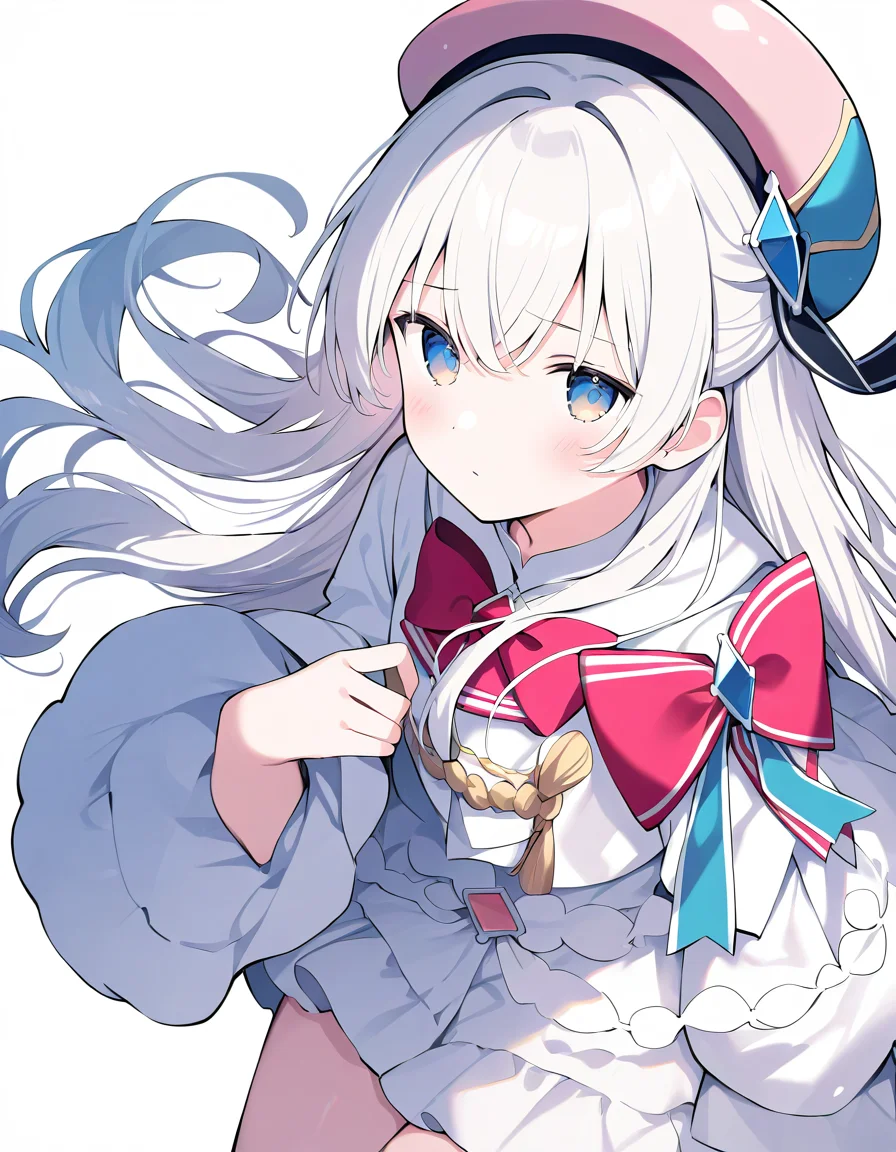 1girl,solo,looking at viewer,simple background,white background,<lora:xikali-000014:1>,xikali,, masterpiece, best quality, very aesthetic, absurdres,newest, incredibly absurdres,