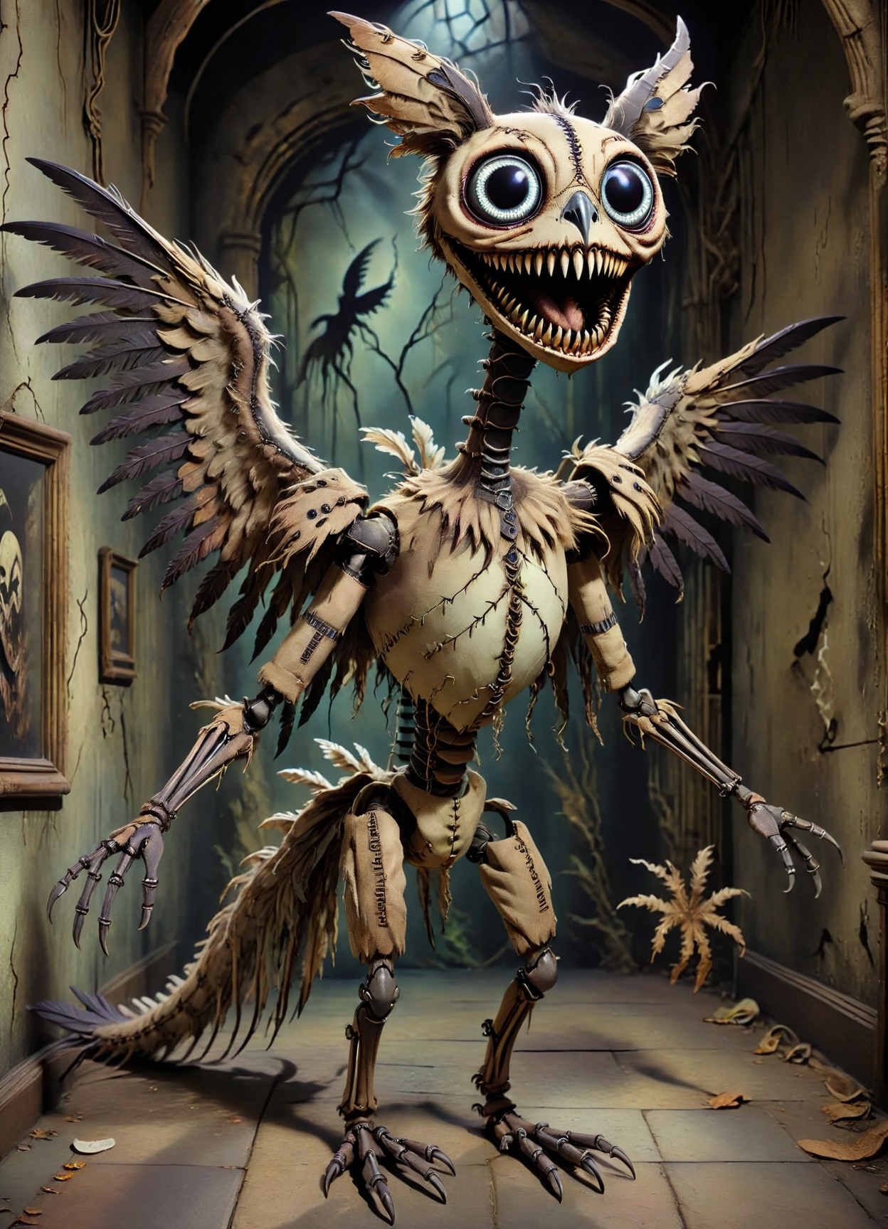 DonMCr33pyD0115XL  large elongated augmented ethereal avian individual,  five-fingered hands, single-tailed, bushy-tailed, exoskeleton,    dark wings, ,   <lora:DonMCr33pyD0115XL:1>