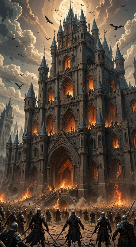 Ethereal fantasy concept art of a King loosing his castle to a horde of skeleton warriors. the realm of undead roll towards the castle under a vail of smoke and terror, magnificent, celestial, ethereal, painterly, epic, majestic, magical, fantasy art, cover art, dreamy, insanely detailed and intricate, hyper maximalist, elegant, hyper realistic, super detailed, vivid colours, ornate, dynamic, articulate, 8K, <lora:3D_Framed_Wall_Art_-_By_DICE:0.6>, (Framed 3D), EPIC, high budget Hollywood movie, volumetric, Painstaking Attention To Detail, (Use Dream Diffusion Secret Prompt), UHD